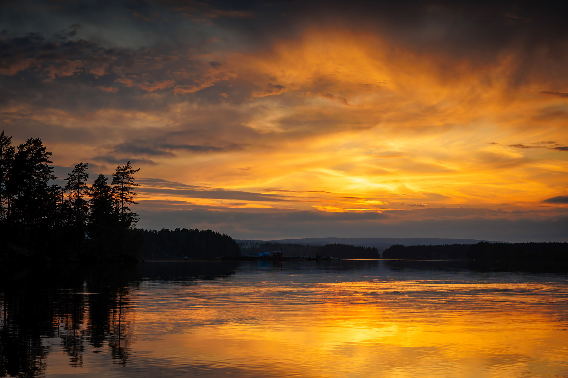 Intense sunset sky over a Nordic landscape